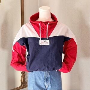 Gorpcore Fila Windbreaker XS Streetwear Colorblock Nylon 1/4 Zip Pullover